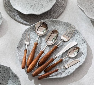 Long-lasting Stainless Steel Cutlery Set with Stylish Wooden Handles Suitable for Professional or Casual <b>Table</b> Settings - Product Image 3