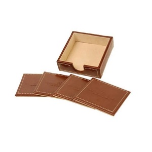 Sous-verre en cuir multicolore pour le prix de gros, sous-verre en cuir de forme ronde et sac en cuir pour article cadeau de mariage - Product Image 4