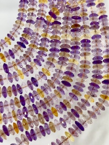 Quartz amétrine naturel 7-8mm coupe allemande disque à facettes perles rondelle 14 pouces brin pour bijoux à bricoler soi-même et artisanat - Product Image 5