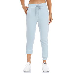Pantalones de chándal de cintura alta de color gris claro para mujer, pantalones de chándal informales con logotipo personalizado y estilo frontal plano, novedad - Product Image 5