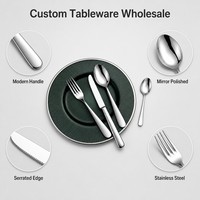 Ensemble de couverts minimalistes personnalisés en acier inoxydable, cuillère, fourchette, couteau réutilisables, finition miroir, vente en gros pour hôtels et restaurants