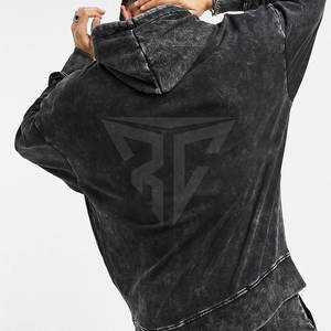 Chándal para hombres Logotipo personalizado a la venta 2025 Conjunto de sudadera con capucha y Jogger de lavado ácido de alta calidad Estilo Retro - Product Image 5