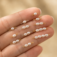 Connecteurs de breloques en or 14K plaqué or, perles de riz ovales d'eau douce de 2-5 mm, enveloppés de fil pour la fabrication permanente de bracelets et colliers DIY