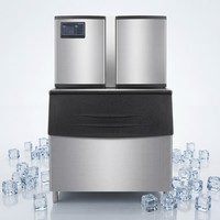 Machine à glaçons professionnelle verticale autonome en acier inoxydable à refroidissement par air, grande capacité, pour bars, cafés et restaurants