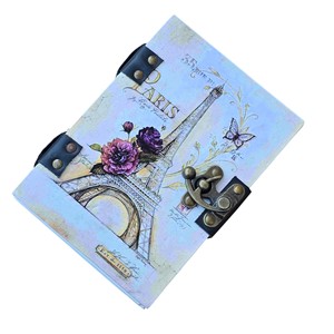 Spiral Bound Diary Journal <b>with</b> Hardcover and Metal <b>Lock</b> White Pages Size 7x5 - Product Image 3