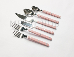 Juego de Cubiertos de Acero Inoxidable de Primera Calidad, Color Rosa Bistró, con Acabado Plateado Brillante, Juego de Cubiertos Reutilizables y Duraderos de 6 Piezas para Restaurantes - Product Image 4