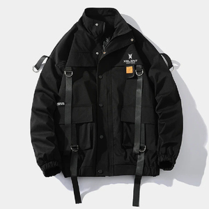 Cyber Black Techwear Bomber Jacket Hombres Streetwear Múltiples bolsillos Tallas grandes Cargo Chaquetas Abrigo Hombre Negro Ninja Bomber Jacket - Product Image 4