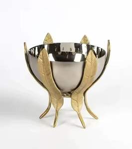 Handcrafted Silver Decorative Bowl With Gold Detailing Stylish Tableware for Modern Home Interiors and Parties <b>Tabletop</b> <b>Display</b> - Product Image 4