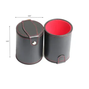 Ensemble de tasses à dés en cuir pour jeux de société 5 tasses à dés en cuir noir + 25 dés + étui de rangement et de transport exclusif - Product Image 3