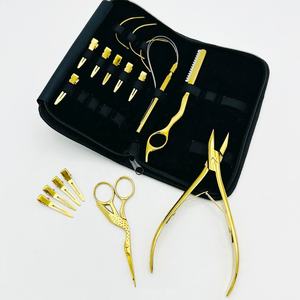 Kit d'outils d'extension de cheveux de haute qualité pince de forme plate coupe de cheveux outil de boucle de rasoir or acier inoxydable plaqué Extension de cheveux - Product Image 3