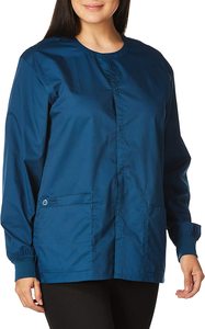 Blusa de uniforme de enfermera para mujer, color marrón, manga larga, con bolsillo frontal, para uso hospitalario, de punto, de algodón y poliéster, con detección de agujas - Product Image 2