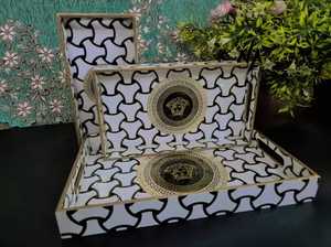 Plateau de service carré élégant et écologique en MDF recouvert de résine, lavable au lave-vaisselle, style classique pour le petit-déjeuner et le service de café - Product Image 5