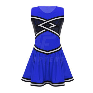 Costumes de cheerleading en polyester 100 % pour adultes, vente en gros, pour filles, avec logo personnalisé, imprimé par transfert thermique, ensembles d'uniformes de danse d'équipe, grandes tailles - Product Image 1
