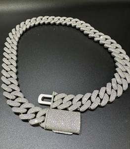 Chaînes cubaines Miami en argent sterling 925 avec moissanite, moissanite solide VVS, argent sterling 925, 18 mm, 22 pouces - Product Image 4