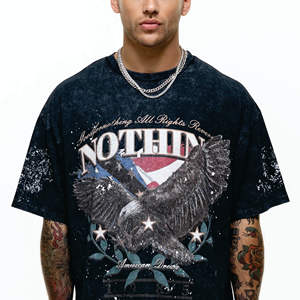 Nouveau style de t-shirt vintage délavé à l'acide avec impression de logo personnalisé t-shirts hip hop t-shirt court pour hommes - Product Image 5