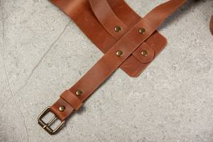 Alta calidad ajustable marrón Vintage cuero genuino al aire libre Picnic manta correa de transporte para Camping motocicleta Bedroll correas - Product Image 6