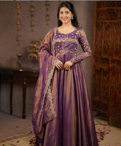 Salwar Kameez Anarkali Pishwas para Bodas, Fiestas y Festivales, Ropa Étnica India para Mujer, con Trabajo de Lentejuelas, Secado Rápido, Reversible - Product Image 1