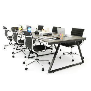 โต๊ะทำงานแบบคลัสเตอร์ 6 ชิ้น รุ่น Contemporary Trapeze II Concept ขนาด 360x120 ซม. รุ่น HBTH015 ทำจากไม้เมลามีนพร้อมโครงเหล็กสแตนเลส เฟอร์นิเจอร์สำนักงาน - Product Image 6