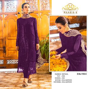 Costume pakistanais en faux georgette lourd avec broderie et travail de séquence, entièrement cousu, pour un usage quotidien - Product Image 6