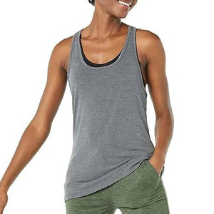 Wholesale Custom Logo Women's Tank <b>Tops</b> Jersey Fabric Crew Neck Sleeveless Solid Color Summer Workout High Street Style - Product Image 3