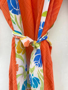 Kimono largo con estampado de flores de seda 100%, vestido de salón bohemio, cierre de cordón de secado rápido ligero para verano, otoño y primavera - Product Image 5