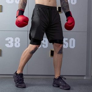 Shorts de sport pour homme personnalisés avec logo imprimé OEM, taille élastique, respirants, pour entraînement, fitness, cross-fit, course à pied et gym - Product Image 6