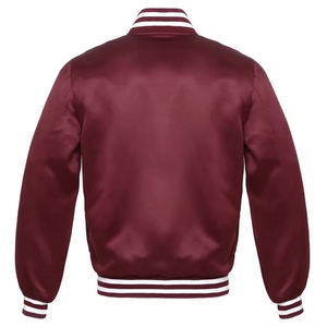 Satén de color personalizado último diseñador Varsity chaquetas Casual chaqueta de béisbol Letterman abrigo de seda Unisex Stand Collar - Product Image 2