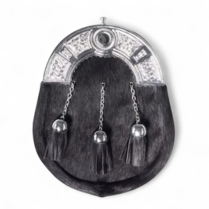 Geoffrey FULL DRESS SPORRAN Premium Quality 100% Cow Leather Formal Scottish Kilt Jacket Black for Men with Metal Cantle - Product Image 2