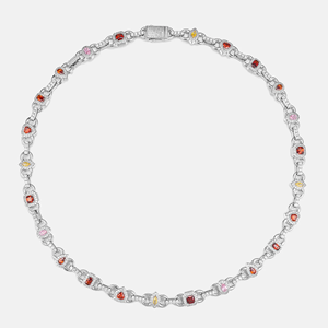 Luxury Multi-Color Iced <b>Moissanite</b> Brass Link Chain Iced Out Hip Hop <b>Necklace</b> for Unisex Gift - Product Image 2