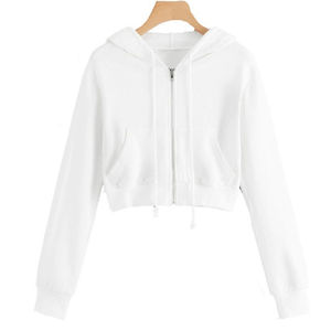 2025 sérigraphie personnalisée fabricants de sweats à capuche zippés en coton zippé épais sweats à capuche zippés courts pour femmes - Product Image 1