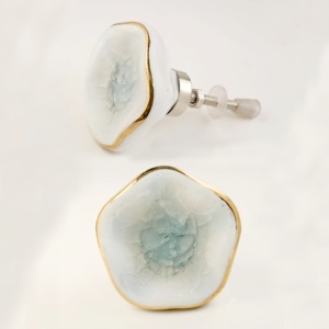 Boutons en céramique marocains couleur glaçure vert et or Style design industriel pour armoire cuisine chambre à manger - Product Image 1