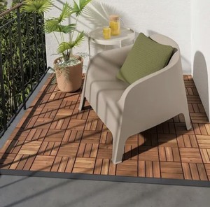 Azulejo de cubierta cuadrada moderna de madera FSC ACACIA 300X300X24MM azulejos al aire libre OEM ODM impermeable mejor precio para exportación bajo MOQ mejor - Product Image 2