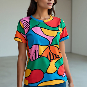 เสื้อยืดลายพรางสำหรับผู้หญิงเสื้อยืดแขนสั้นผ้าฝ้าย100% พิมพ์ลาย - Product Image 3