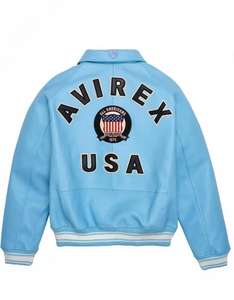 เสื้อแจ็คเก็ตหนัง Avirex สไตล์คลาสสิกแบบ Bomber บุซับในนุ่ม สวมใส่สบาย - Product Image 2
