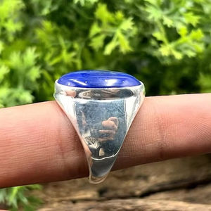 Anillo de Plata de Ley 925 con piedras preciosas de lapislázuli chapadas en rodio, joyería hecha a mano, ajuste de bisel, anillo de moda para unisex. - Product Image 6