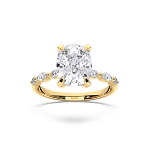 4.24 Carat Moissanite Engagement <b>Ring</b> <b>Cushion</b> & Round Marquise Cut in Silver Centre 4.00CT E-F/VVS-VS Quality Similar Diamond - Product Image 5