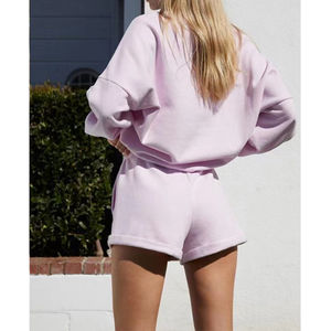 Conjunto Deportivo Personalizado con Logotipo 025, Sudadera Corta con Estampado Puff, Sudaderas y Pantalones Cortos para Mujer, Conjuntos de Sudadera y Pantalones Cortos para Mujer - Product Image 3