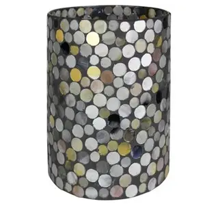 Best Selling Multiple Glass Mosaic Design Glass Chimney Candle Holder Antique Finishing Hurricane Candle Lamp