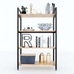 Étagère décorative GONY à 4 niveaux en bois de caoutchouc avec structure en fer KS68100, type sur pied pour salon, installation facile - Product Image 2