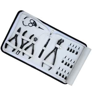 Salon Hair Extension tools Starter Kit Black with <b>Tape</b> Pressing Plier 3-Hole Crimper Bead Remover Fusion Cutter Loop Hook Clips - Product Image 6