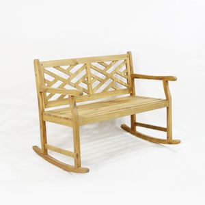 Banc de jardin en bois Comehome pour 2, chaise de patio d'extérieur, dossier croisé, couleur marron - Product Image 3