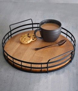 Bandejas de servicio clásicas, Juego de 2 utensilios de cocina para el hogar, Hotel, restaurante, bandeja para servir té y café, suministros de Hotel de forma redonda - Product Image 6