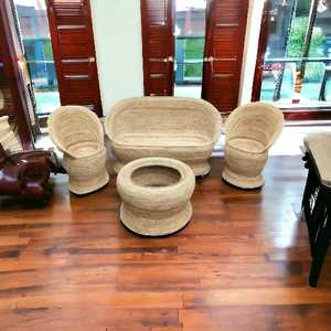 Reposabrazos de ratán de diseño de mimbre hecho a mano de alta calidad, 3 plazas, 2 plazas individuales, 1 mesa central, sofá, silla para sala de estar y jardín - Product Image 1