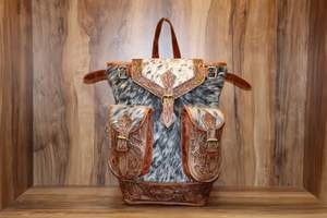 กระเป๋าหนังวัวหัวเครื่องมือตะวันตกกระเป๋าสะพายหลังแฮนด์เมดสีน้ำตาลเข้มกระเป๋าเป้สะพายหลังเดินทางกระเป๋าเป้สะพายหลังฮิปปี้ - Product Image 5