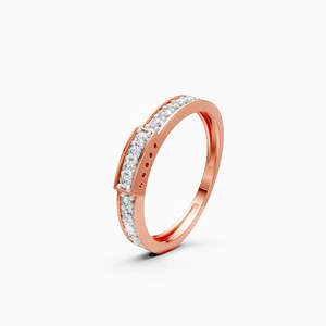 Anillo de boda de lujo con diamante redondo cultivado en laboratorio de 0.24 quilates en oro amarillo, blanco y rosa de 9 quilates. - Product Image 1