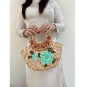 Bolso de Hombro de Mujer Hecho a Mano con Diseño de Jacinto de Agua, Elegante, Estilo Vintage, Hermosas Flores Abiertas - Product Image 2