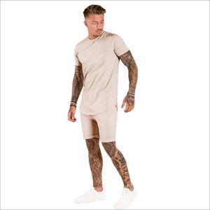 Conjunto de 2 Piezas para Hombre, Estilo Hip Hop, Corte Holgado, 100% Algodón, Logotipo Personalizado, Color Sólido, Camiseta y Pantalones Cortos Estampados - Product Image 2