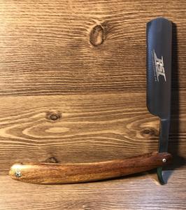 Maquinilla de afeitar segura para hombre con borde recto de acero inoxidable y mango de madera para afeitarse la cara - Product Image 5