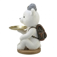 Statue en résine peinte à la main, réaliste, en forme d'ours, sur plateau créatif, sculpture sur mesure, thème animal, cadeau, ornement de table, souvenir pour la maison
