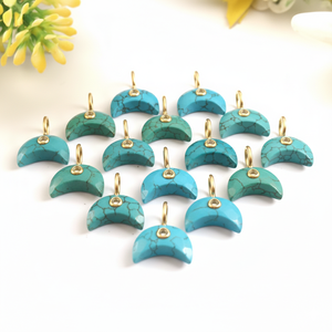 Collier pendentif lune croissante bleu turquoise, fait main, en argent sterling 925, bijou en pierre précieuse sculptée, pour femmes et hommes - Product Image 6